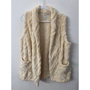 Koolaburra By UGG Womens XL Cream Faux Fur Diamond Texture Vest